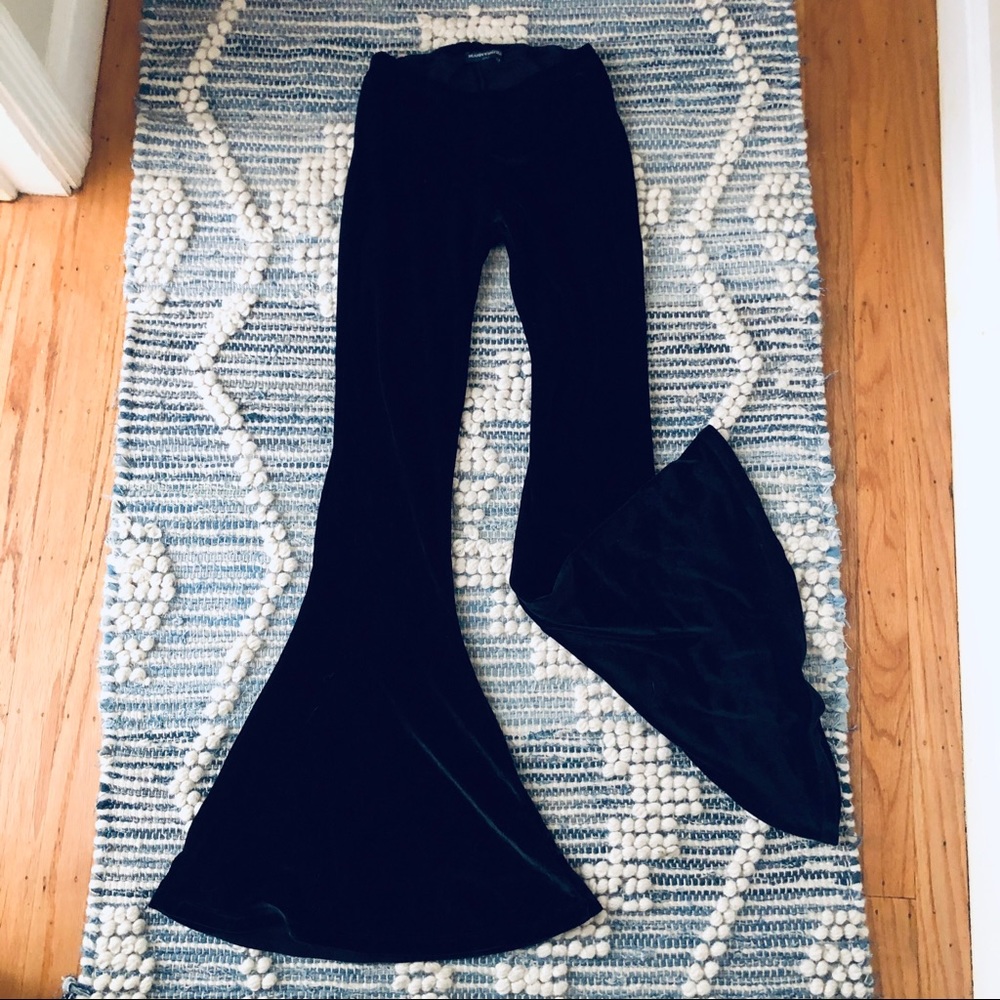 Brandy Melville Black Velvet Stretch Bell Bottoms